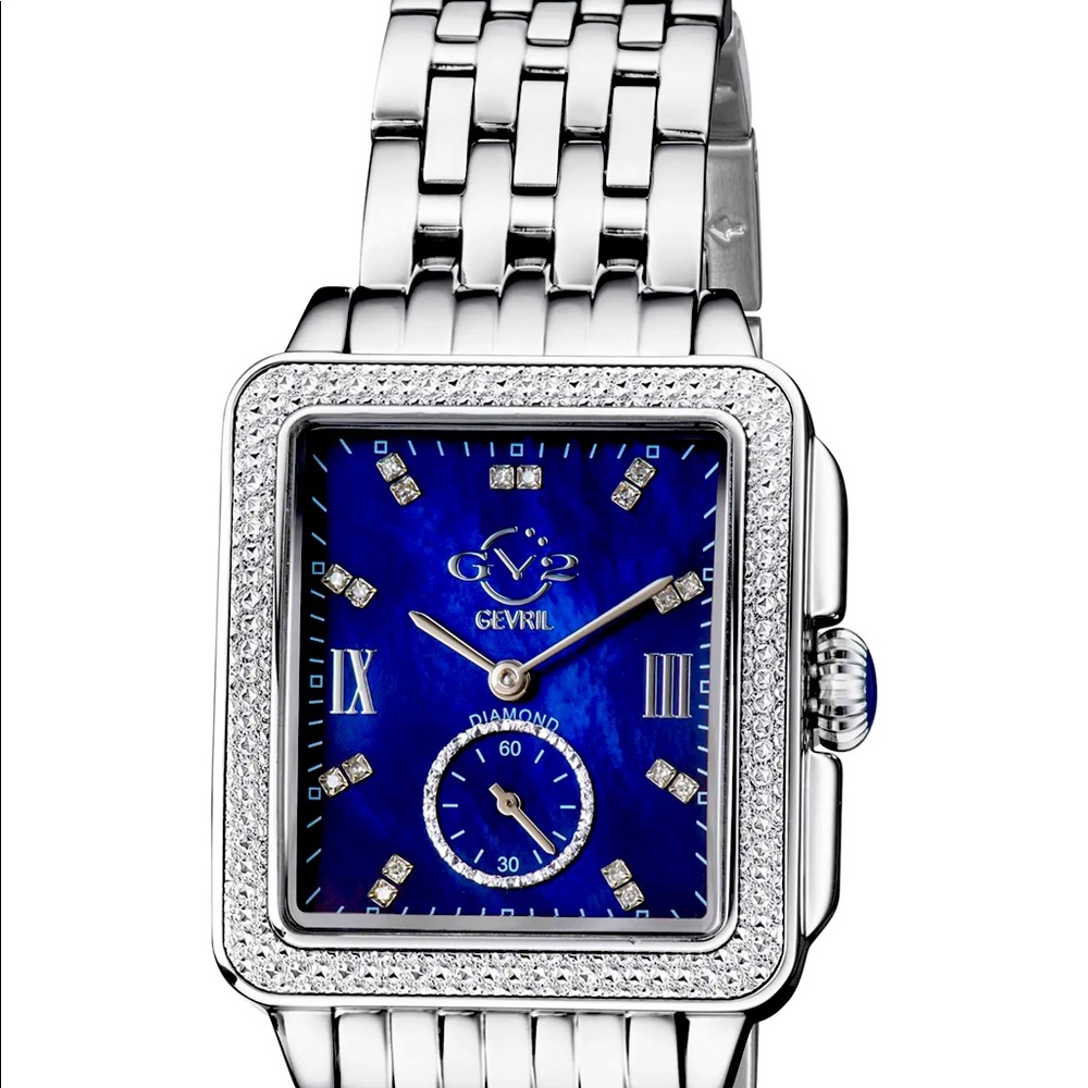 ❤️❤️GEVRIL GV2 9219 Bari Women Diamond Swiss Quartz Silver Bracelet Watch 37MM❤️